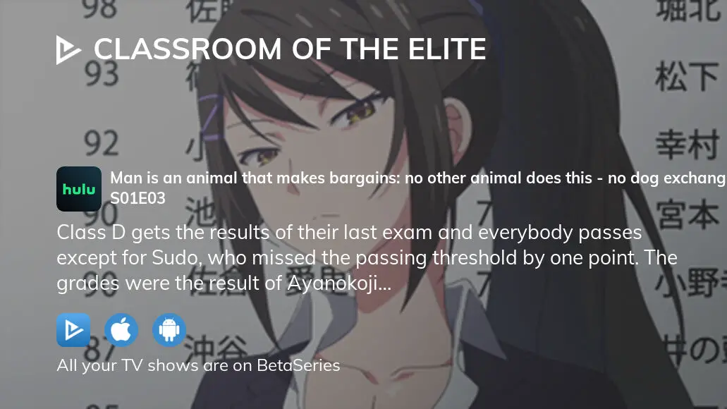 Watch Classroom of the Elite Episode 3 Online - Man is an animal that makes  bargains: no other animal does this - no dog exchanges bones with another.